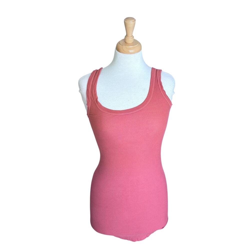 ENZA COSTA Ribbed Long Sleeveless Tank Top Apricot Size Small